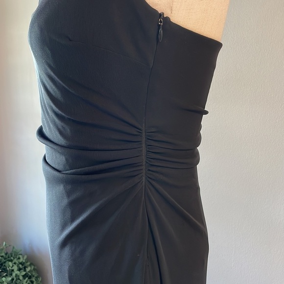 DAVID MEISTER cocktail party black halter dress high low hem lined size SM 6 - Picture 4 of 16